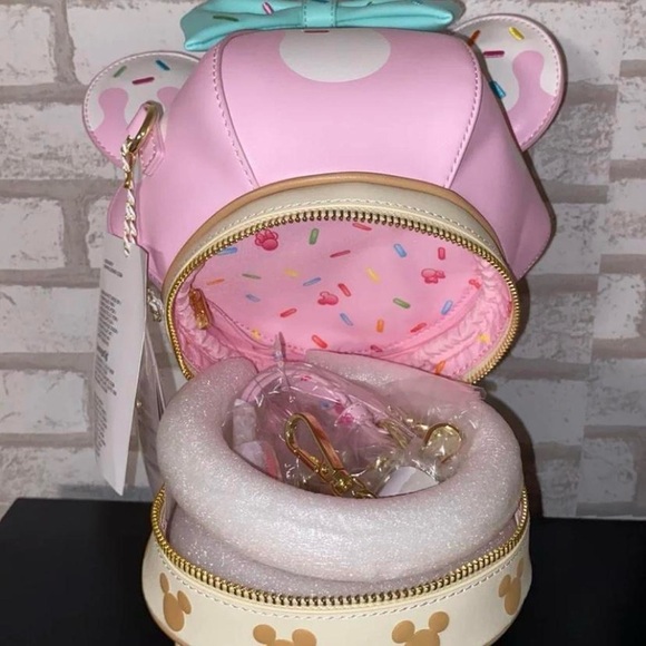 LOUNGEFLY STITCH SHOPPE MINNIE MOUSE SOFT SERVE CREAM CROSSBODY BAG - Picture 6 of 8